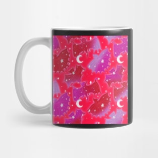 Pink and Red Valentines Lovecore Galaxy Medieval Art Bats Mug